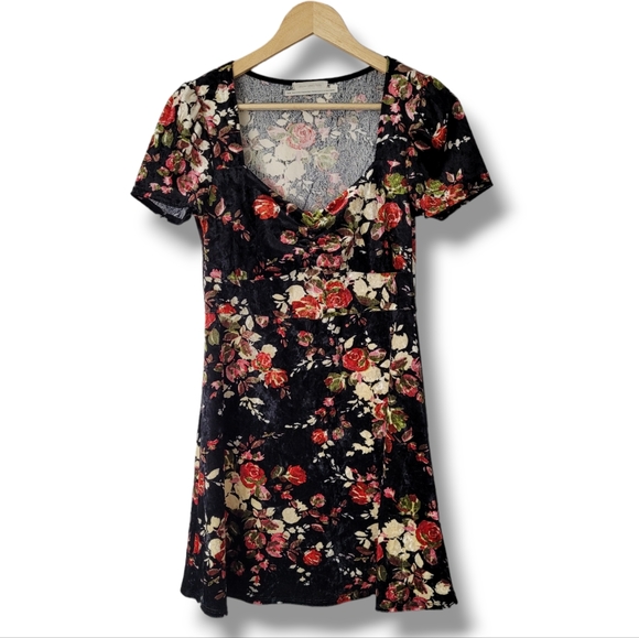UO Floral Velvet Sweetheart Dress, M - Picture 6 of 6